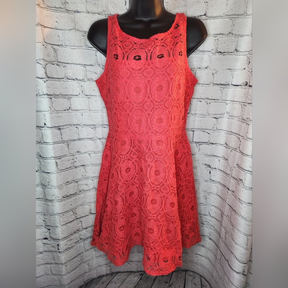 BB Dakota Coral Eyelet Lace Sleeveless‎ Summer Dress Size 8